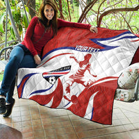 Custom Costa Rica Football Quilt Los Ticos With Bull Mascot - Wonder Print Shop