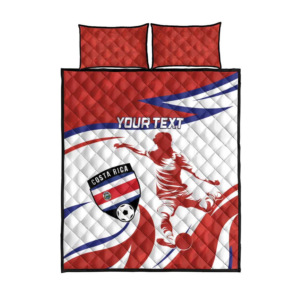 Custom Costa Rica Football Quilt Bed Set Los Ticos With Bull Mascot - Wonder Print Shop