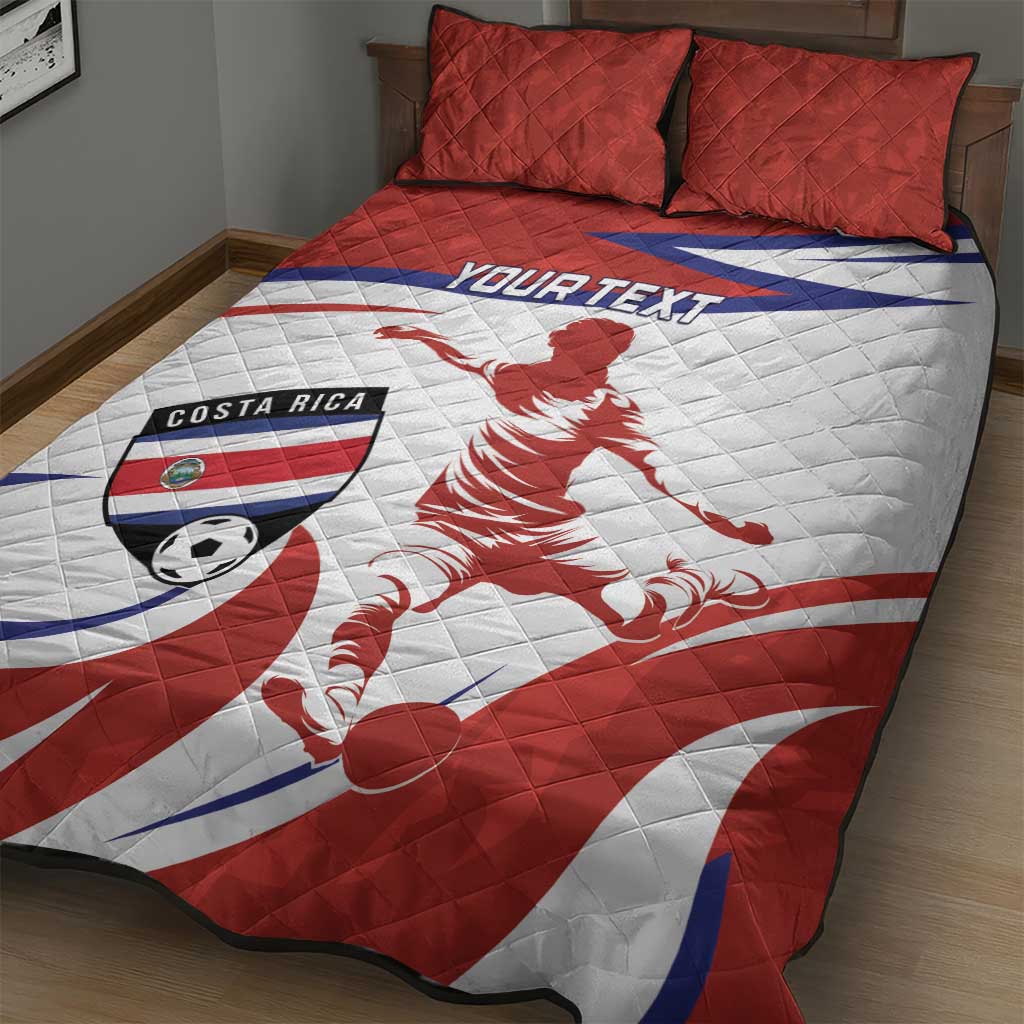 Custom Costa Rica Football Quilt Bed Set Los Ticos With Bull Mascot - Wonder Print Shop