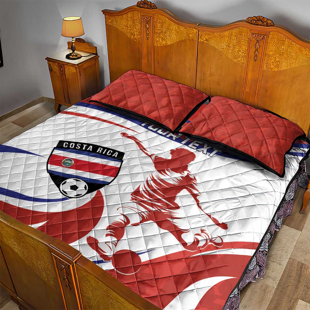 Custom Costa Rica Football Quilt Bed Set Los Ticos With Bull Mascot - Wonder Print Shop