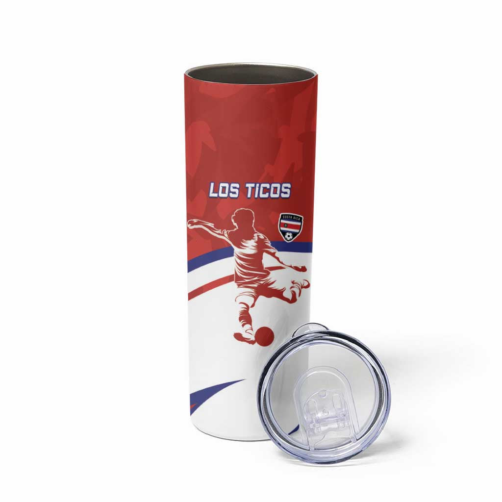 Custom Costa Rica Football Skinny Tumbler Los Ticos With Bull Mascot - Wonder Print Shop