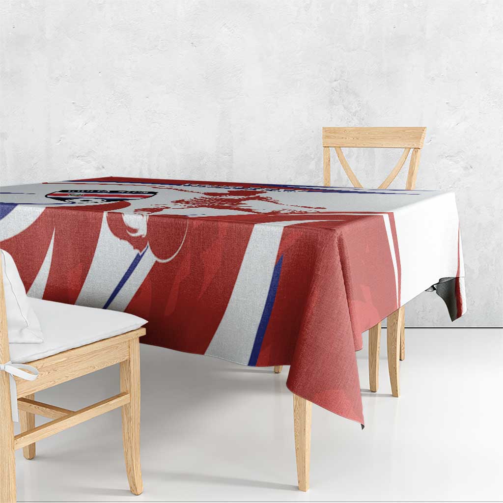 Custom Costa Rica Football Tablecloth Los Ticos With Bull Mascot - Wonder Print Shop