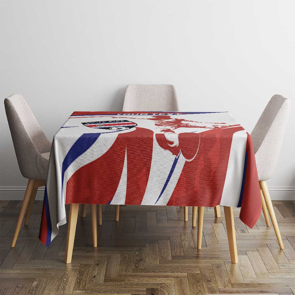 Custom Costa Rica Football Tablecloth Los Ticos With Bull Mascot - Wonder Print Shop