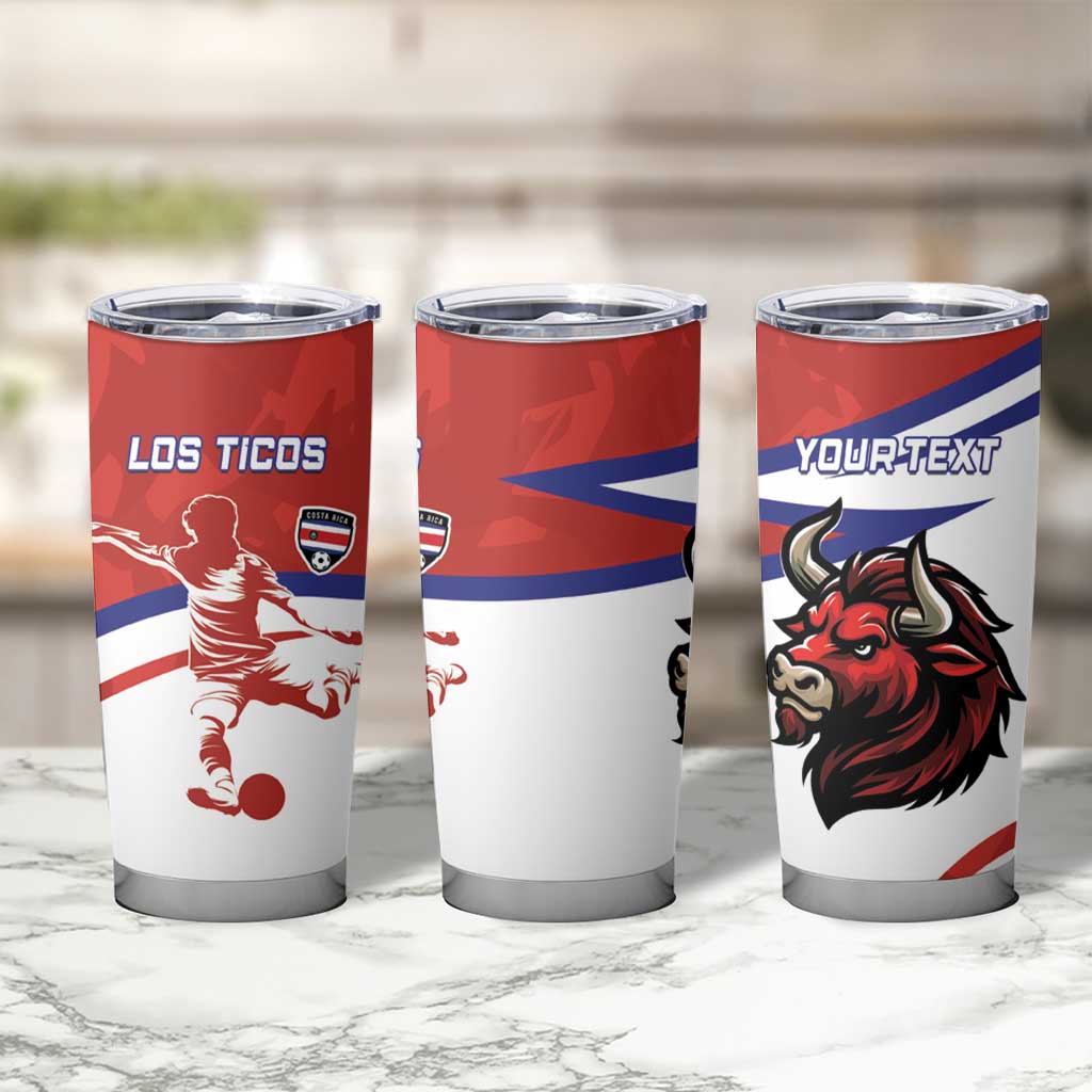 Custom Costa Rica Football Tumbler Cup Los Ticos With Bull Mascot - Wonder Print Shop