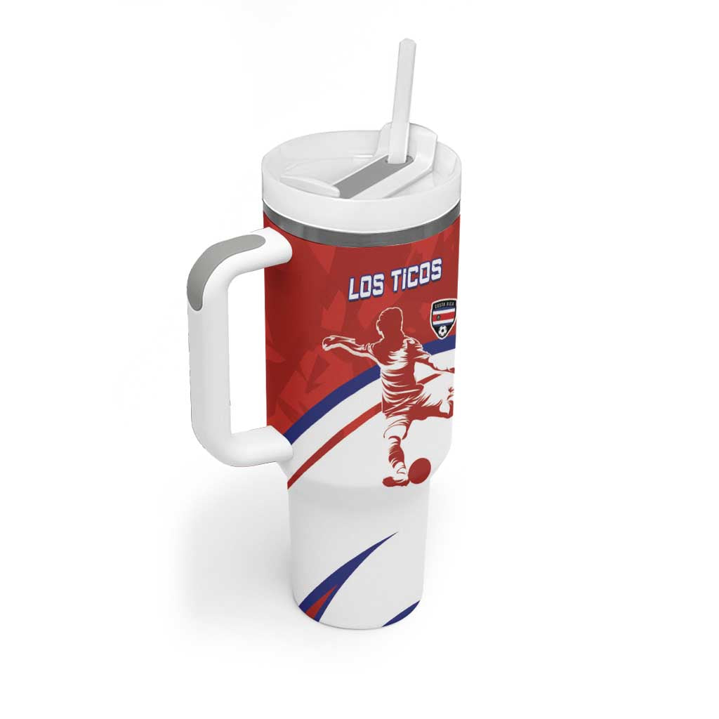 Custom Costa Rica Football Tumbler With Handle Los Ticos With Bull Mascot - Wonder Print Shop