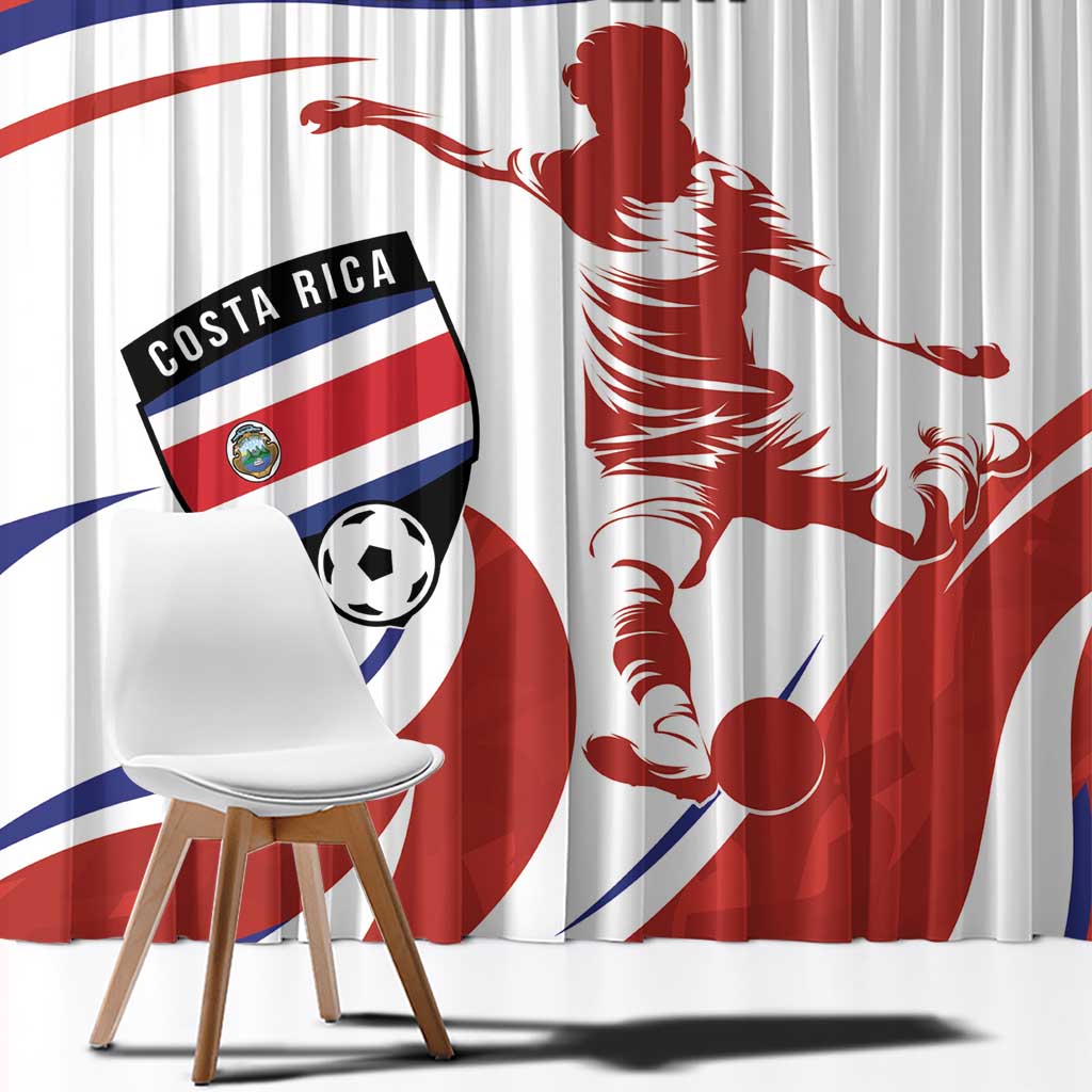 Custom Costa Rica Football Window Curtain Los Ticos With Bull Mascot - Wonder Print Shop