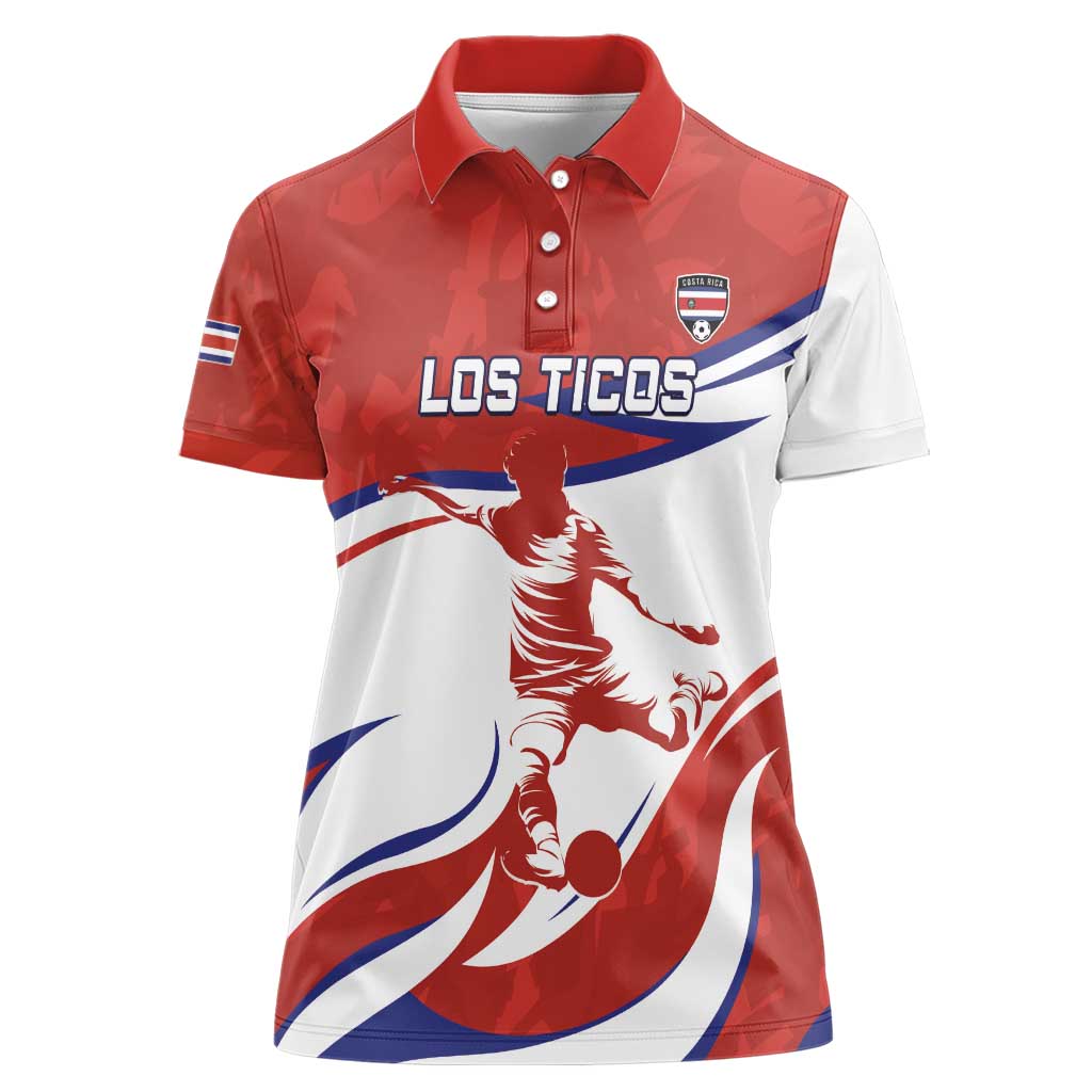 Custom Costa Rica Football Women Polo Shirt Los Ticos With Bull Mascot - Wonder Print Shop