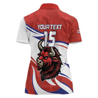 Custom Costa Rica Football Women Polo Shirt Los Ticos With Bull Mascot - Wonder Print Shop