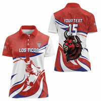 Custom Costa Rica Football Women Polo Shirt Los Ticos With Bull Mascot - Wonder Print Shop