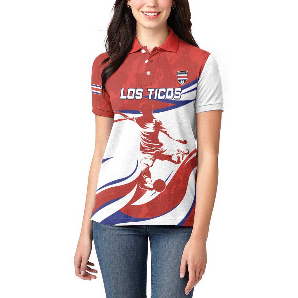 Custom Costa Rica Football Women Polo Shirt Los Ticos With Bull Mascot - Wonder Print Shop