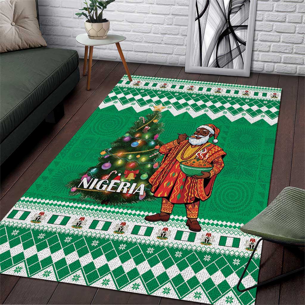 Nigeria Christmas Area Rug Black Santa With Jollof Rice - Wonder Print Shop
