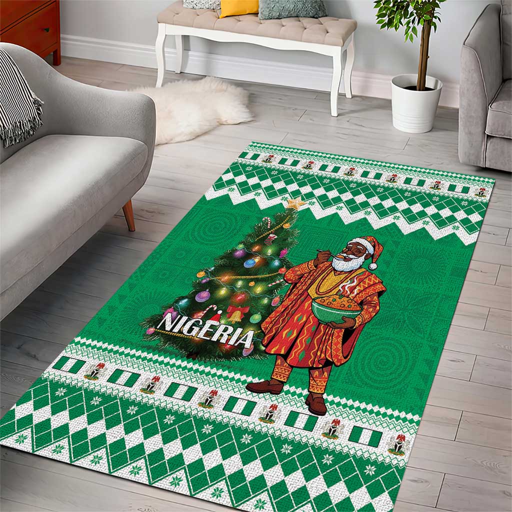 Nigeria Christmas Area Rug Black Santa With Jollof Rice - Wonder Print Shop