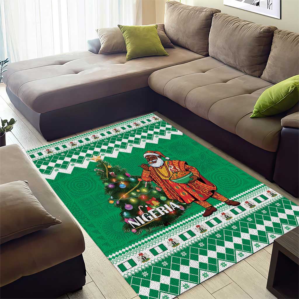 Nigeria Christmas Area Rug Black Santa With Jollof Rice - Wonder Print Shop
