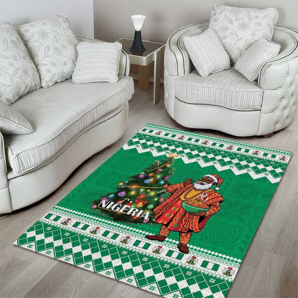 Nigeria Christmas Area Rug Black Santa With Jollof Rice - Wonder Print Shop