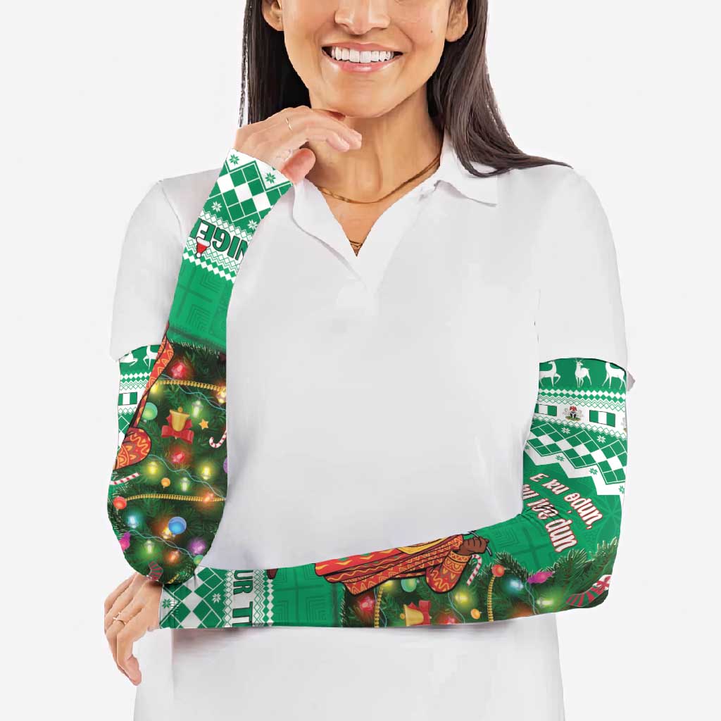 Personalized Nigeria Christmas Arm Sleeves Black Santa With Jollof Rice - Wonder Print Shop