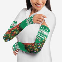 Personalized Nigeria Christmas Arm Sleeves Black Santa With Jollof Rice - Wonder Print Shop