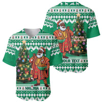 Personalized Nigeria Christmas Baseball Jersey Black Santa With Jollof Rice - Wonder Print Shop