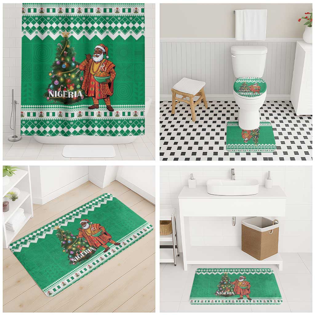 Nigeria Christmas Bathroom Set Black Santa With Jollof Rice - Wonder Print Shop