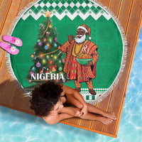 Nigeria Christmas Beach Blanket Black Santa With Jollof Rice - Wonder Print Shop