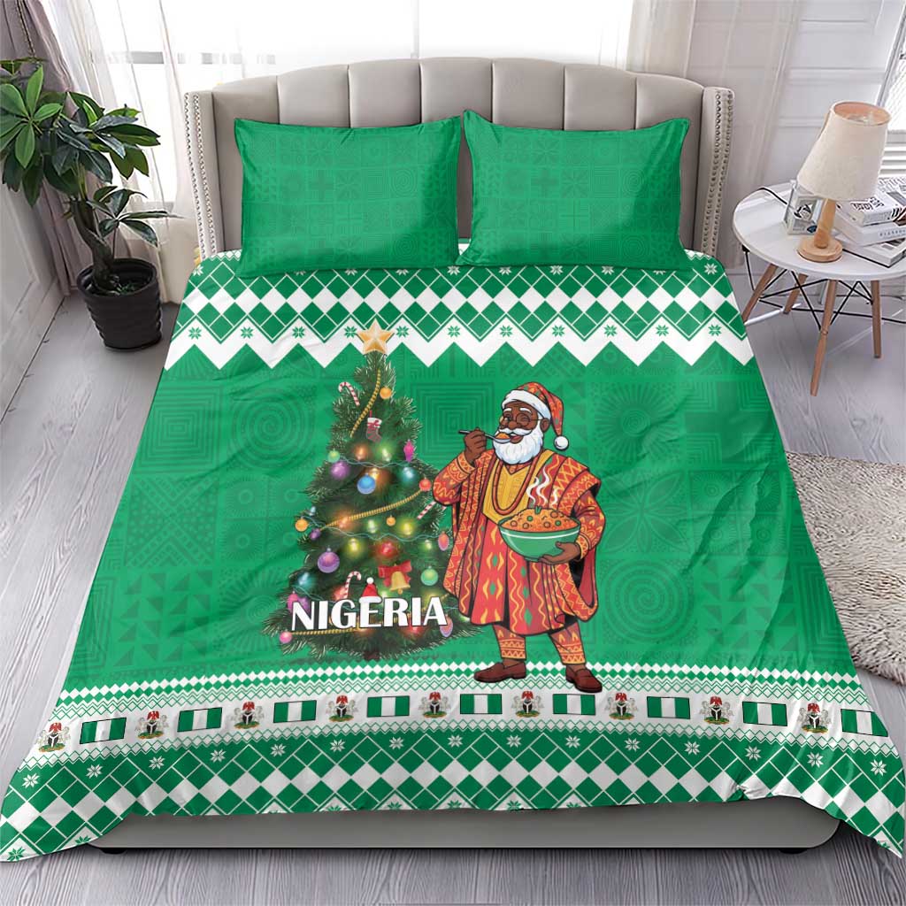 Nigeria Christmas Bedding Set Black Santa With Jollof Rice - Wonder Print Shop