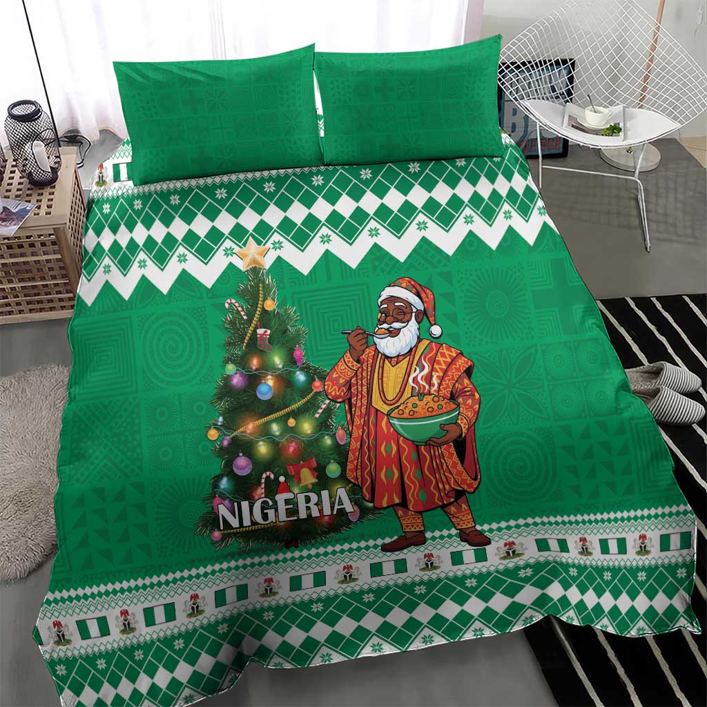 Nigeria Christmas Bedding Set Black Santa With Jollof Rice - Wonder Print Shop