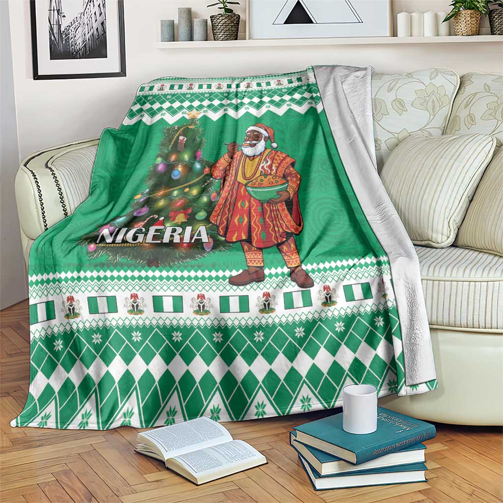 Nigeria Christmas Blanket Black Santa With Jollof Rice - Wonder Print Shop