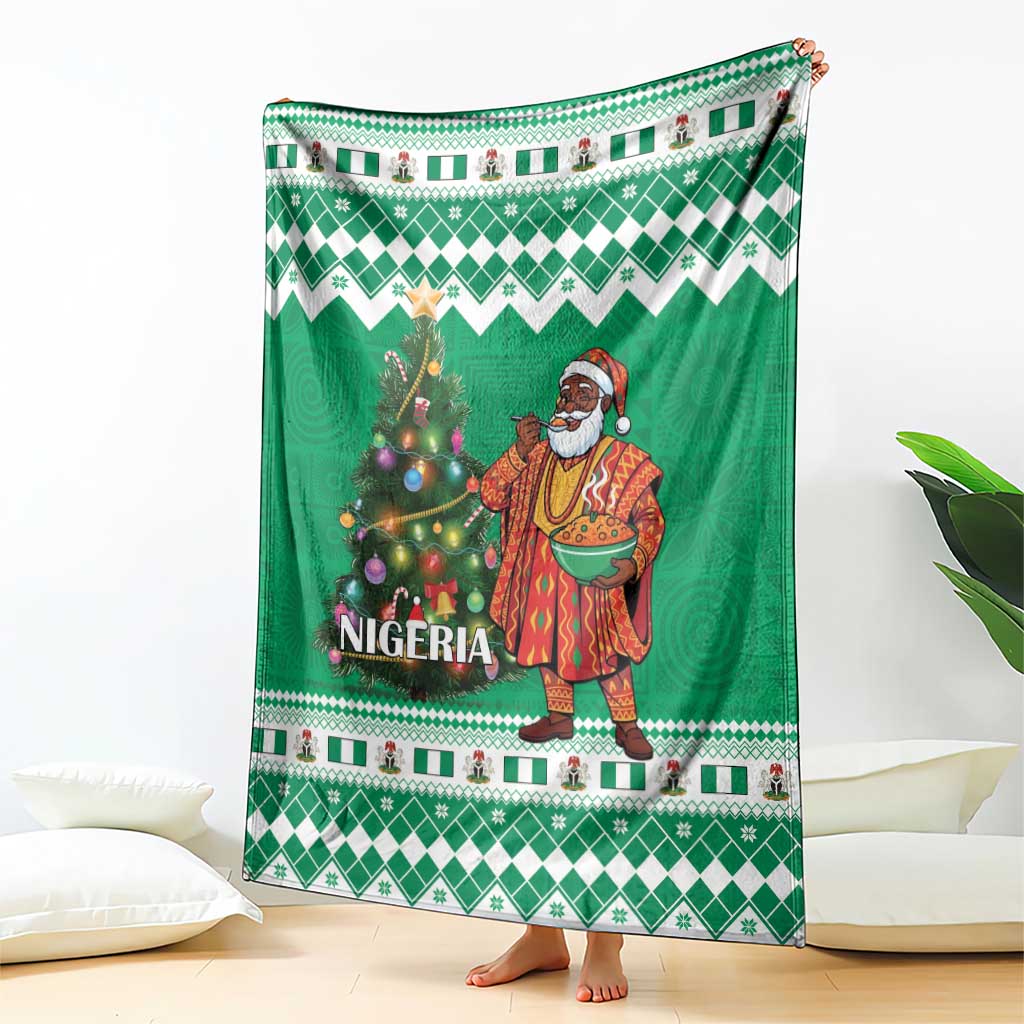 Nigeria Christmas Blanket Black Santa With Jollof Rice - Wonder Print Shop