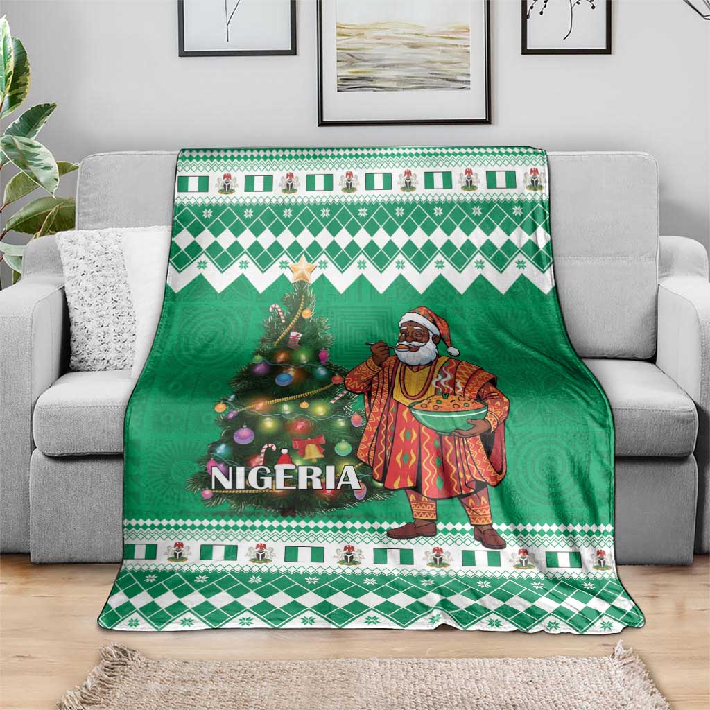 Nigeria Christmas Blanket Black Santa With Jollof Rice - Wonder Print Shop