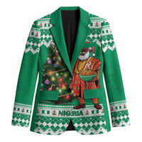 Personalized Nigeria Christmas Blazer Black Santa With Jollof Rice - Wonder Print Shop