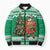 Personalized Nigeria Christmas Bomber Puffer Jacket Black Santa With Jollof Rice - Wonder Print Shop