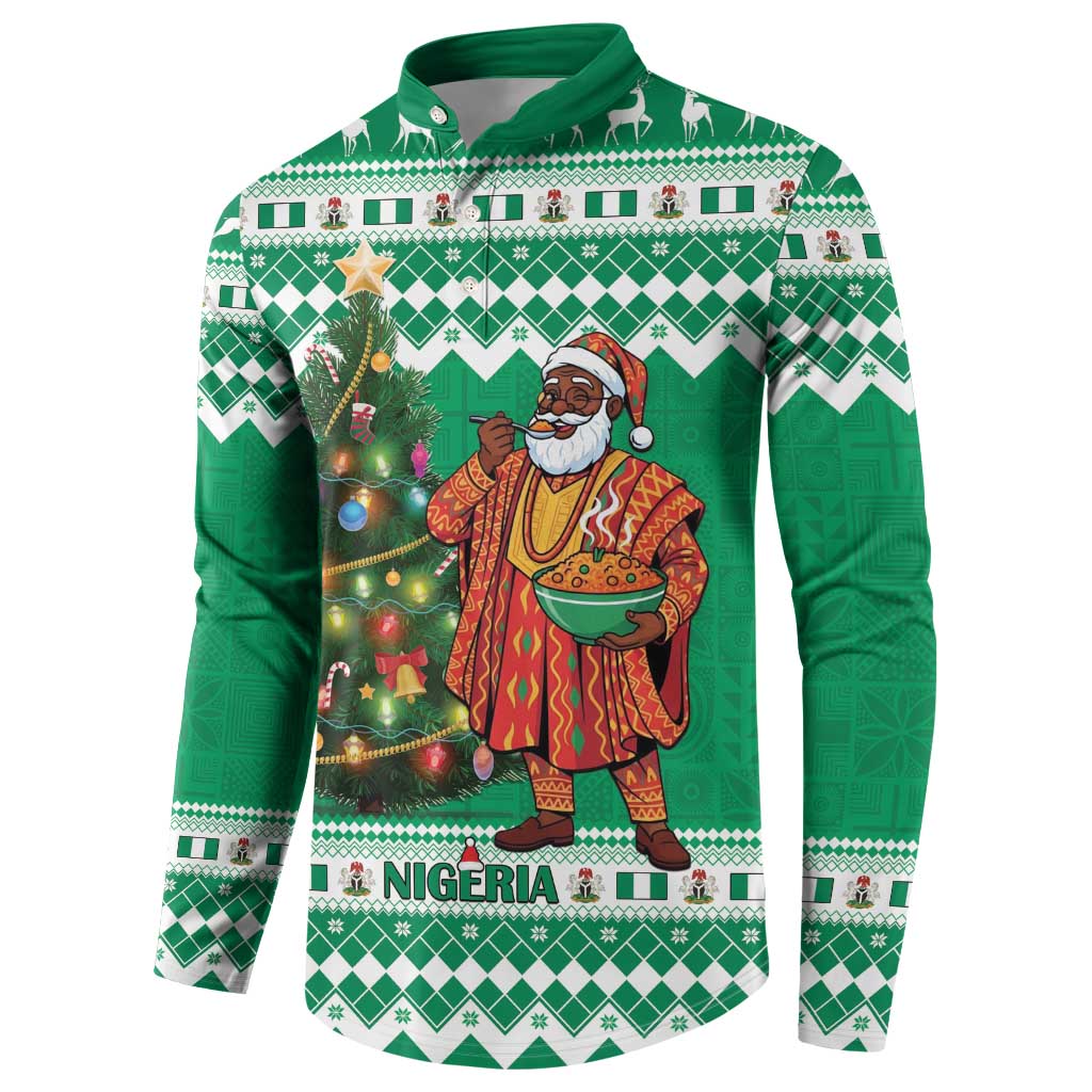 Personalized Nigeria Christmas Button Sweatshirt Black Santa With Jollof Rice - Wonder Print Shop
