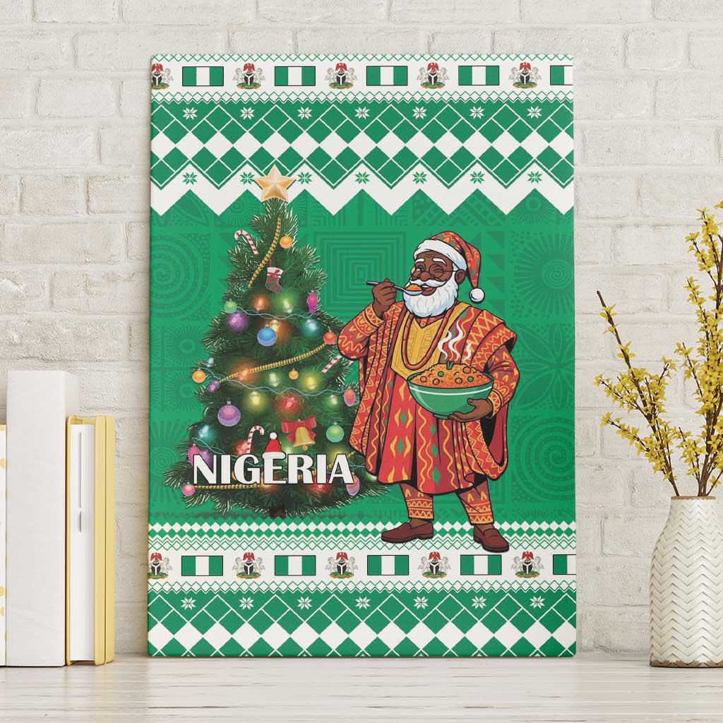 Nigeria Christmas Canvas Wall Art Black Santa With Jollof Rice - Wonder Print Shop
