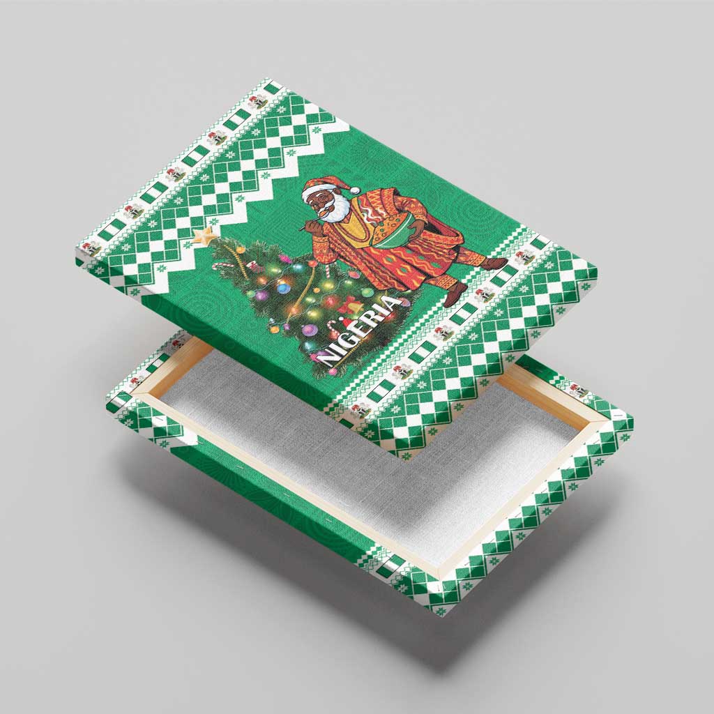 Nigeria Christmas Canvas Wall Art Black Santa With Jollof Rice - Wonder Print Shop