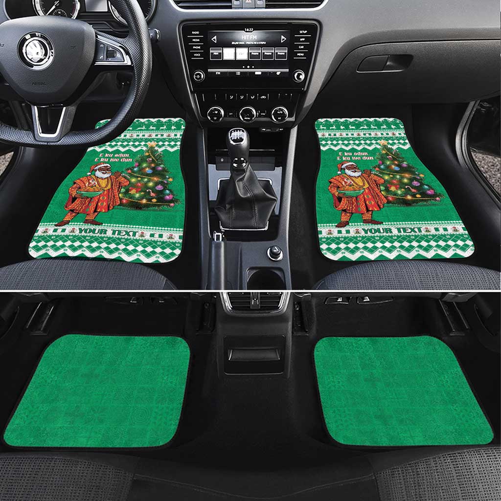 Personalized Nigeria Christmas Car Mats Black Santa With Jollof Rice - Wonder Print Shop