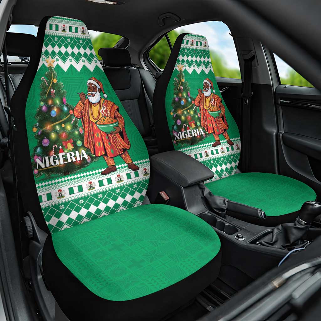 Nigeria Christmas Car Seat Cover Black Santa With Jollof Rice - Wonder Print Shop