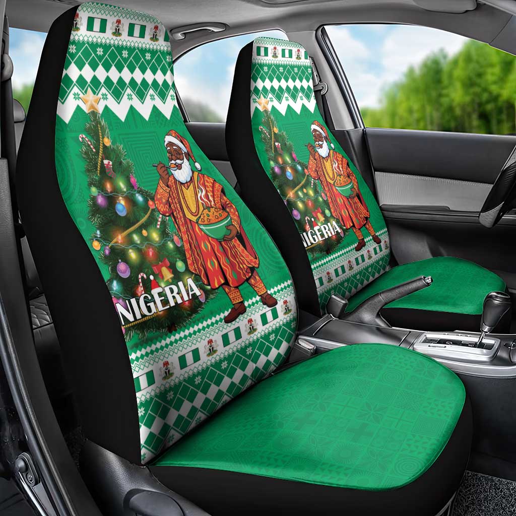 Nigeria Christmas Car Seat Cover Black Santa With Jollof Rice - Wonder Print Shop