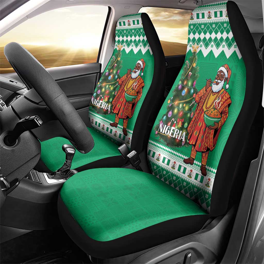 Nigeria Christmas Car Seat Cover Black Santa With Jollof Rice - Wonder Print Shop