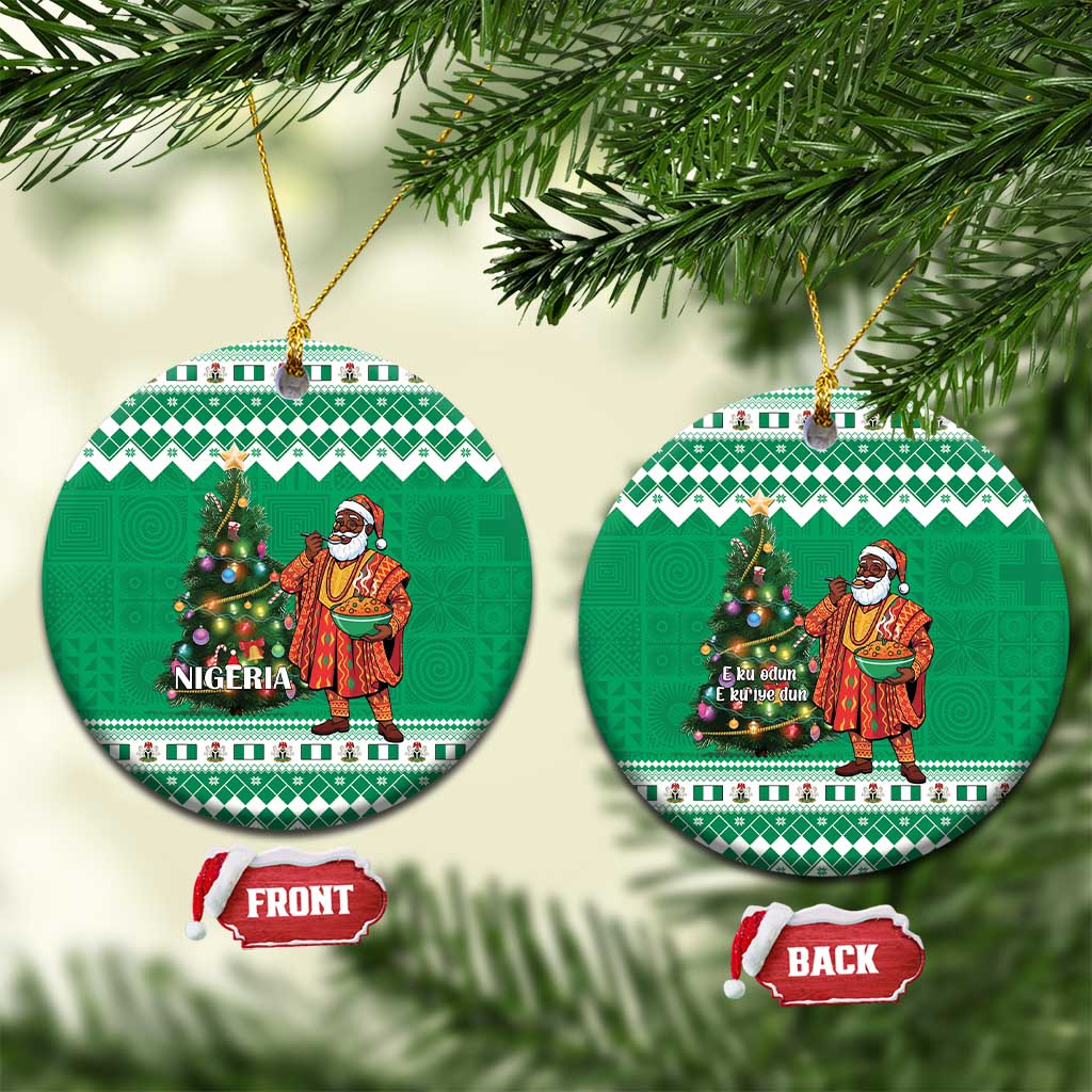 Nigeria Christmas Ceramic Ornament Black Santa With Jollof Rice - Wonder Print Shop