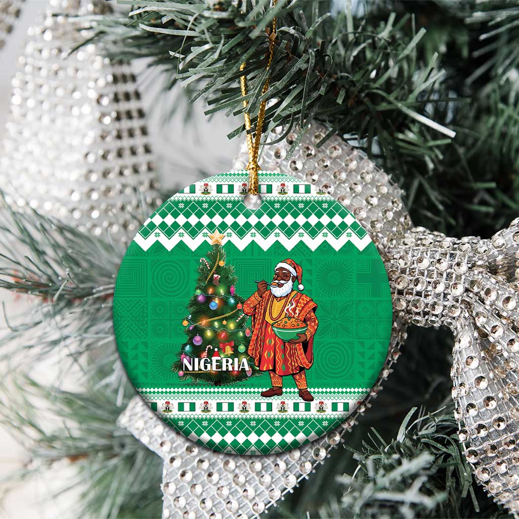 Nigeria Christmas Ceramic Ornament Black Santa With Jollof Rice - Wonder Print Shop