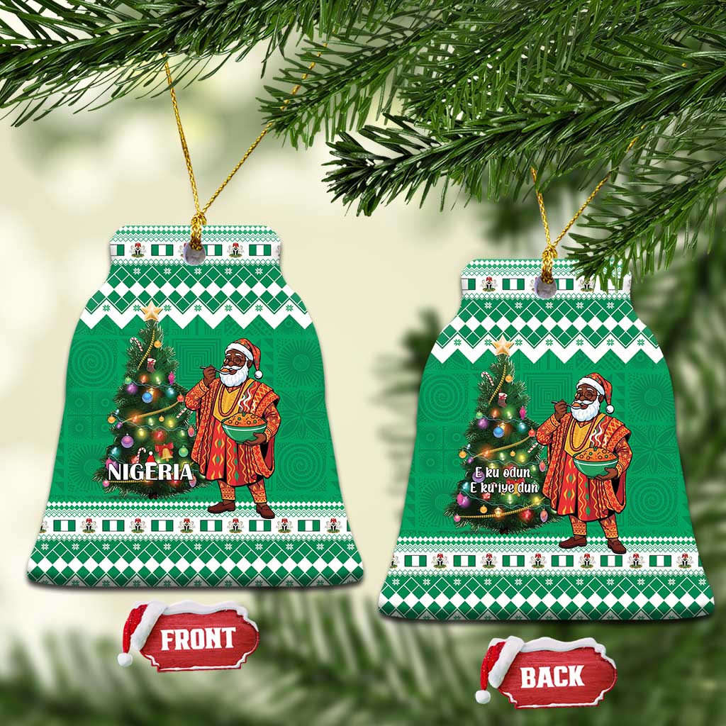 Nigeria Christmas Ceramic Ornament Black Santa With Jollof Rice - Wonder Print Shop