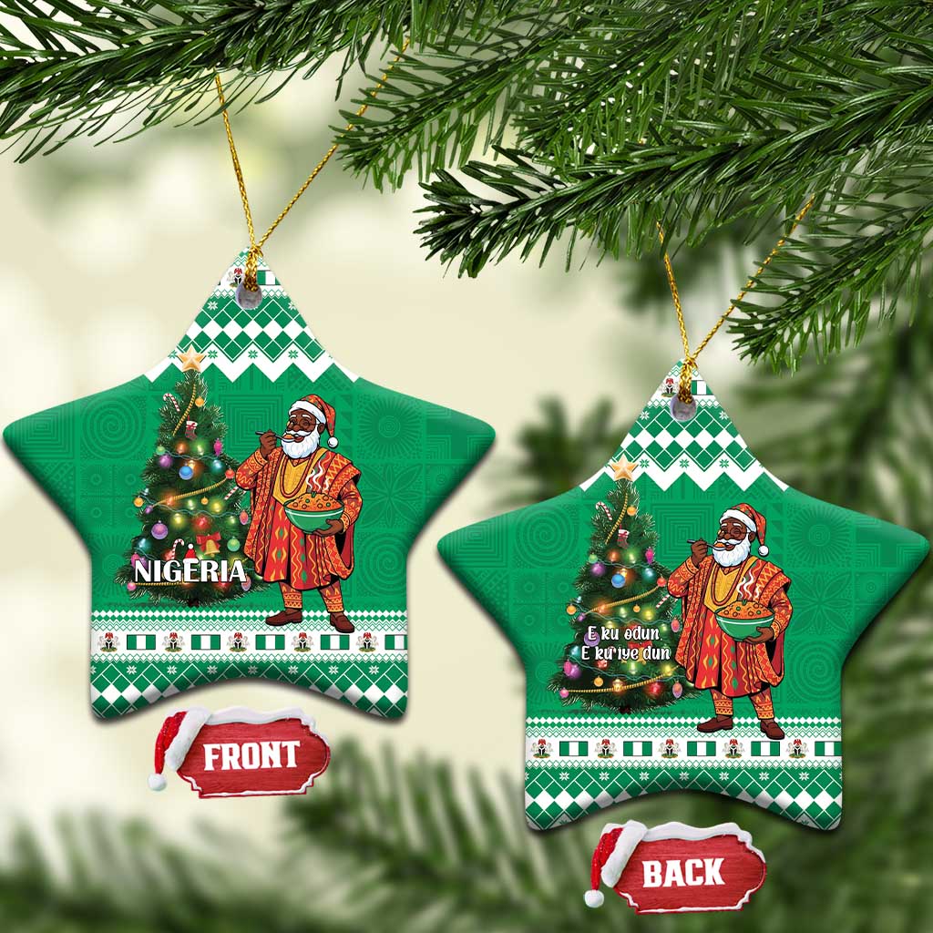 Nigeria Christmas Ceramic Ornament Black Santa With Jollof Rice - Wonder Print Shop