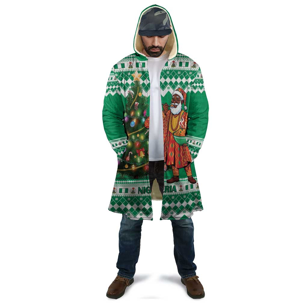 Personalized Nigeria Christmas Cloak Black Santa With Jollof Rice - Wonder Print Shop
