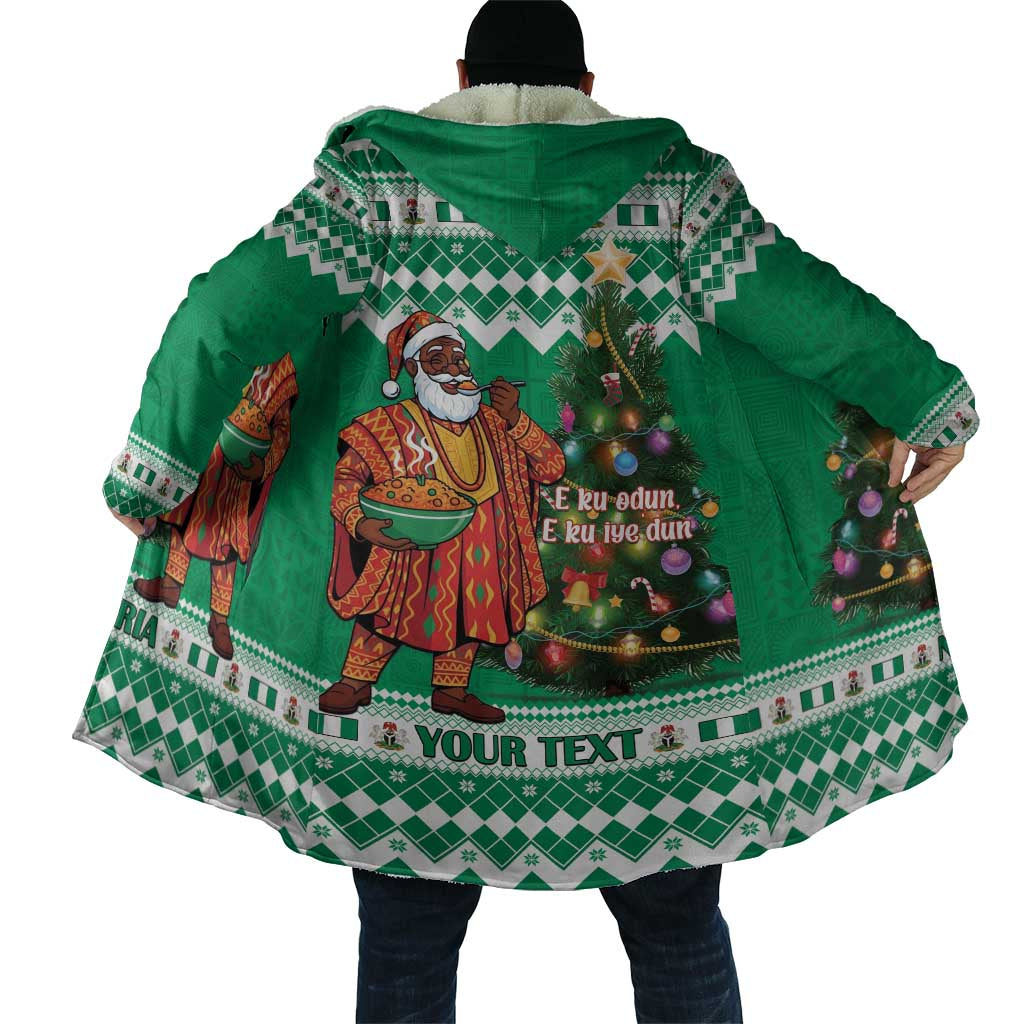 Personalized Nigeria Christmas Cloak Black Santa With Jollof Rice - Wonder Print Shop