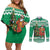 Personalized Nigeria Christmas Couples Matching Off Shoulder Short Dress and Long Sleeve Button Shirt Black Santa With Jollof Rice - Wonder Print Shop