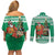 Personalized Nigeria Christmas Couples Matching Off Shoulder Short Dress and Long Sleeve Button Shirt Black Santa With Jollof Rice - Wonder Print Shop