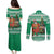 Personalized Nigeria Christmas Couples Matching Puletasi and Long Sleeve Button Shirt Black Santa With Jollof Rice - Wonder Print Shop