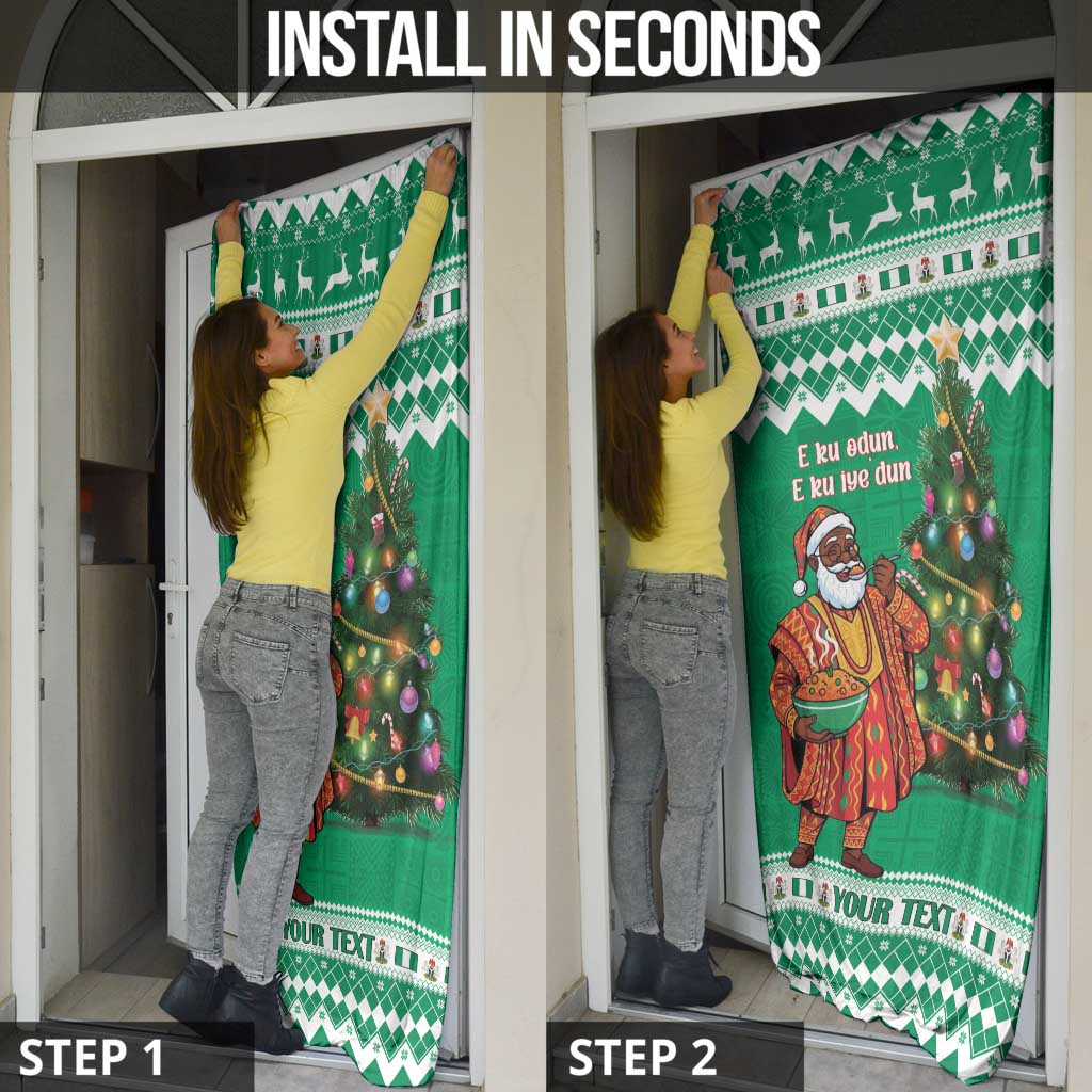 Personalized Nigeria Christmas Door Cover Black Santa With Jollof Rice - Wonder Print Shop