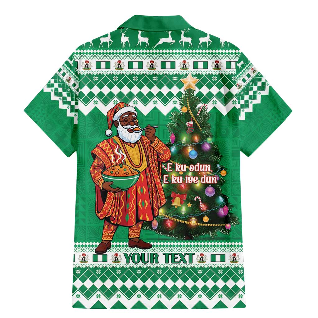 Personalized Nigeria Christmas Family Matching Mermaid Dress and Hawaiian Shirt Black Santa With Jollof Rice - Wonder Print Shop