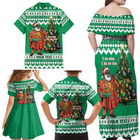 Personalized Nigeria Christmas Family Matching Off Shoulder Maxi Dress and Hawaiian Shirt Black Santa With Jollof Rice - Wonder Print Shop
