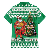 Personalized Nigeria Christmas Family Matching Short Sleeve Bodycon Dress and Hawaiian Shirt Black Santa With Jollof Rice - Wonder Print Shop